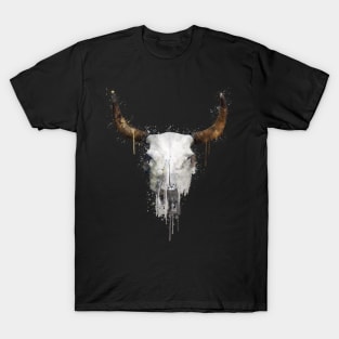 Dramabite Watercolor skull animal nature wildlife T-Shirt